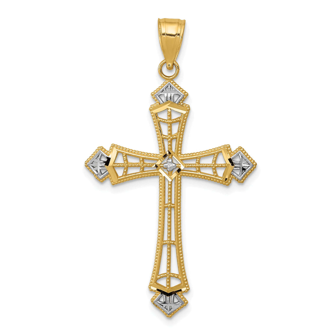 Lovely Rita's Charms & Pendants 14K Two-Tone Gold Intricate and Rhodium D.C Passion Cross Pendant