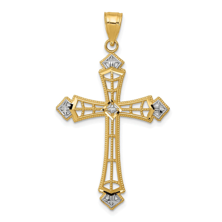 Lovely Rita's Charms & Pendants 14K Two-Tone Gold Intricate and Rhodium D.C Passion Cross Pendant