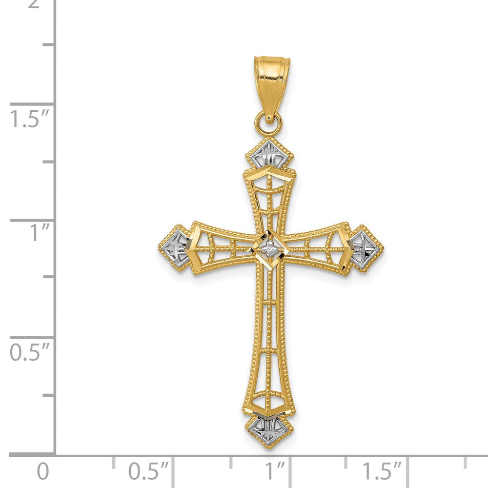 Lovely Rita's Charms & Pendants 14K Two-Tone Gold Intricate and Rhodium D.C Passion Cross Pendant