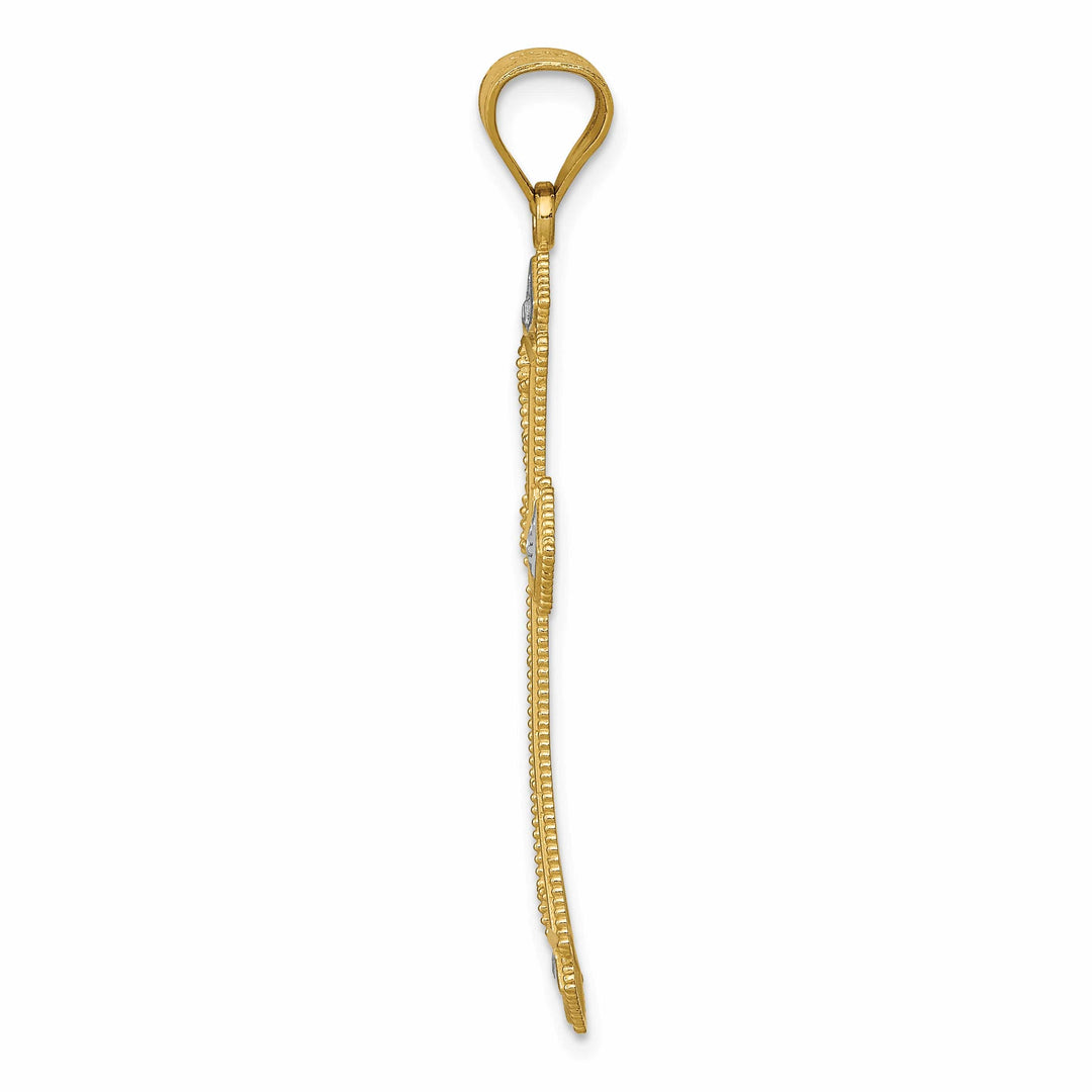 Lovely Rita's Charms & Pendants 14K Two-Tone Gold Intricate and Rhodium D.C Passion Cross Pendant