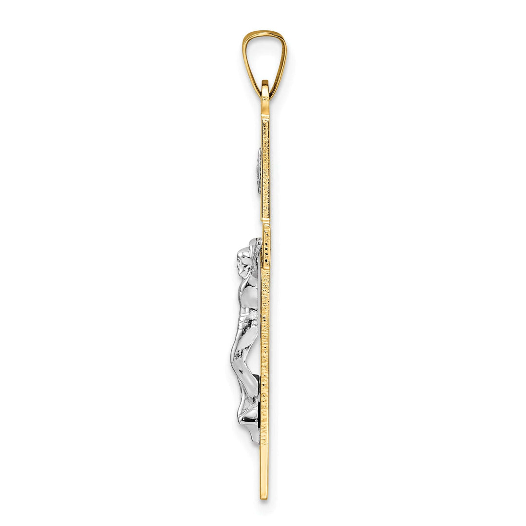 Lovely Rita's Charms & Pendants 14K Two-Tone Gold Intricate Polished Solid INRI Cross Pendant