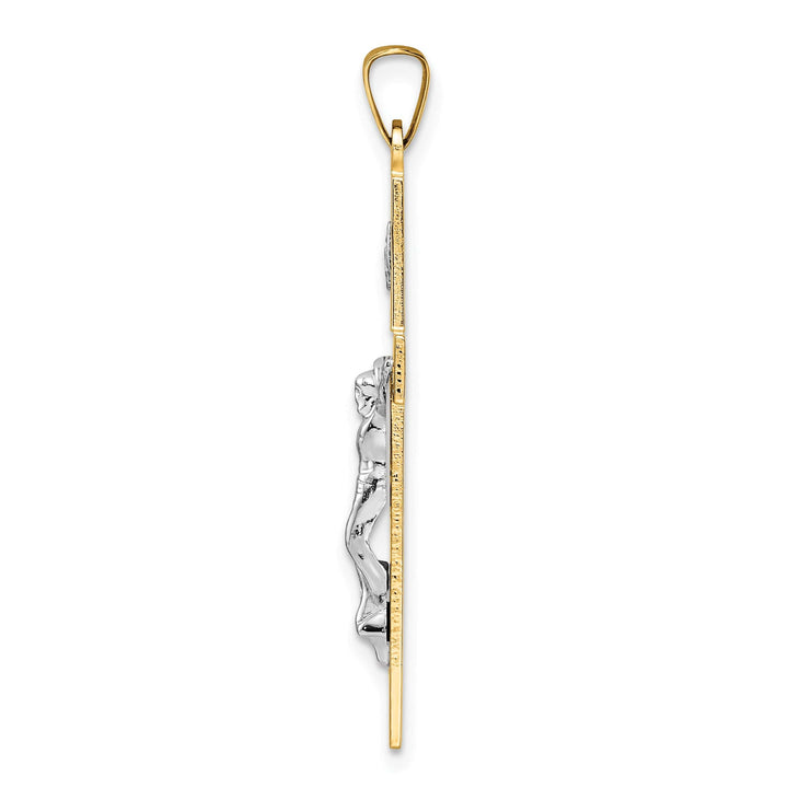 Lovely Rita's Charms & Pendants 14K Two-Tone Gold Intricate Polished Solid INRI Cross Pendant