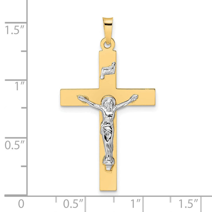 Lovely Rita's Charms & Pendants 14K Two-Tone Gold Intricate Polished Solid INRI Cross Pendant