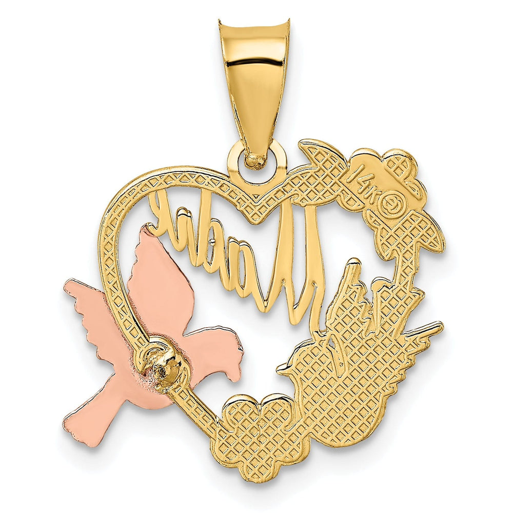 Lovely Rita's Charms & Pendants 14k Two-Tone Gold MADRE Heart Doves Charm Pendant