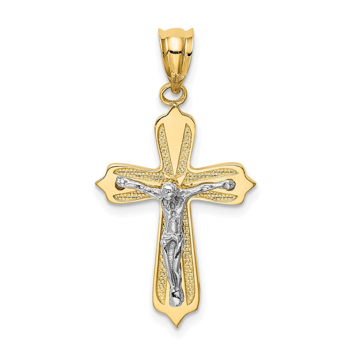 Lovely Rita's Charms & Pendants 14K Two-Tone Gold Modern Crucifix Cross Pendant