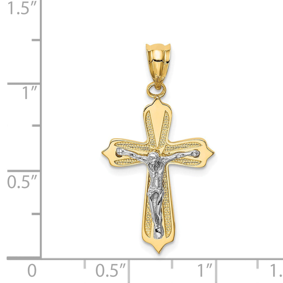 Lovely Rita's Charms & Pendants 14K Two-Tone Gold Modern Crucifix Cross Pendant