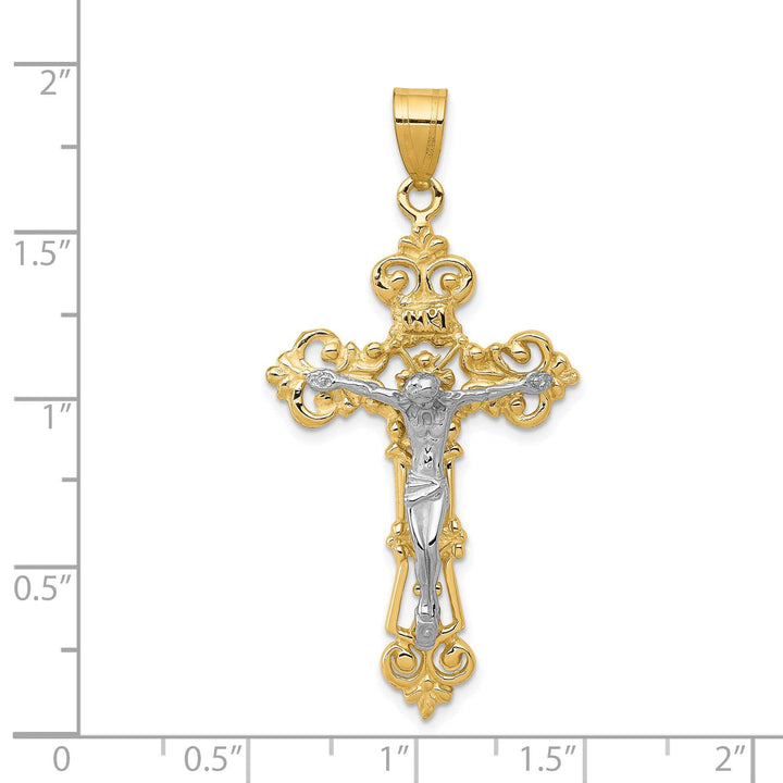 Lovely Rita's Charms & Pendants 14K Two-Tone Gold Modern Fleur de Lis Cross Pendant