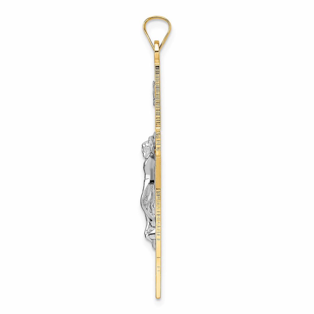 Lovely Rita's Charms & Pendants 14K Two-Tone Gold Modern Polished Solid INRI Cross Pendant