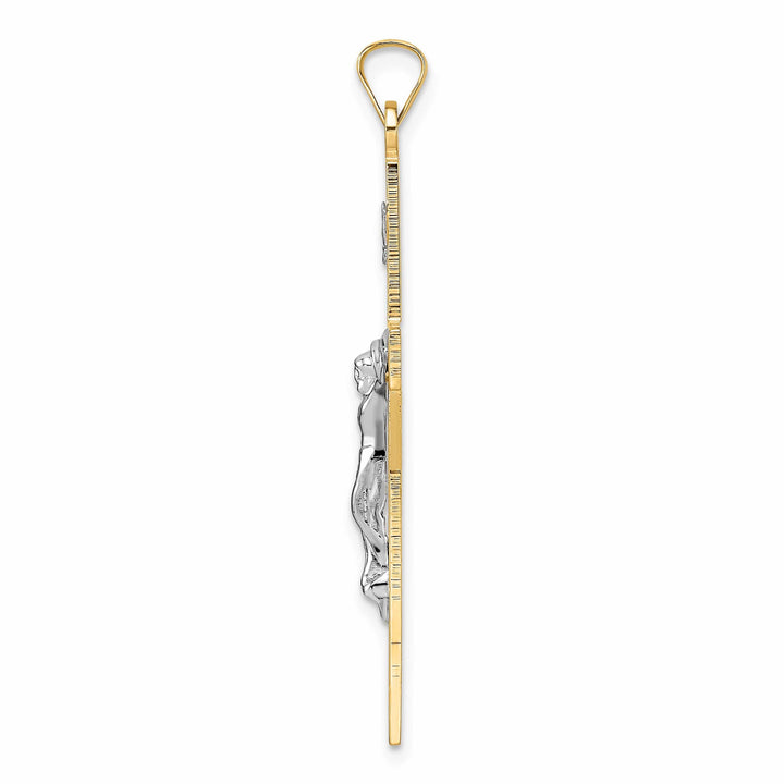 Lovely Rita's Charms & Pendants 14K Two-Tone Gold Modern Polished Solid INRI Cross Pendant