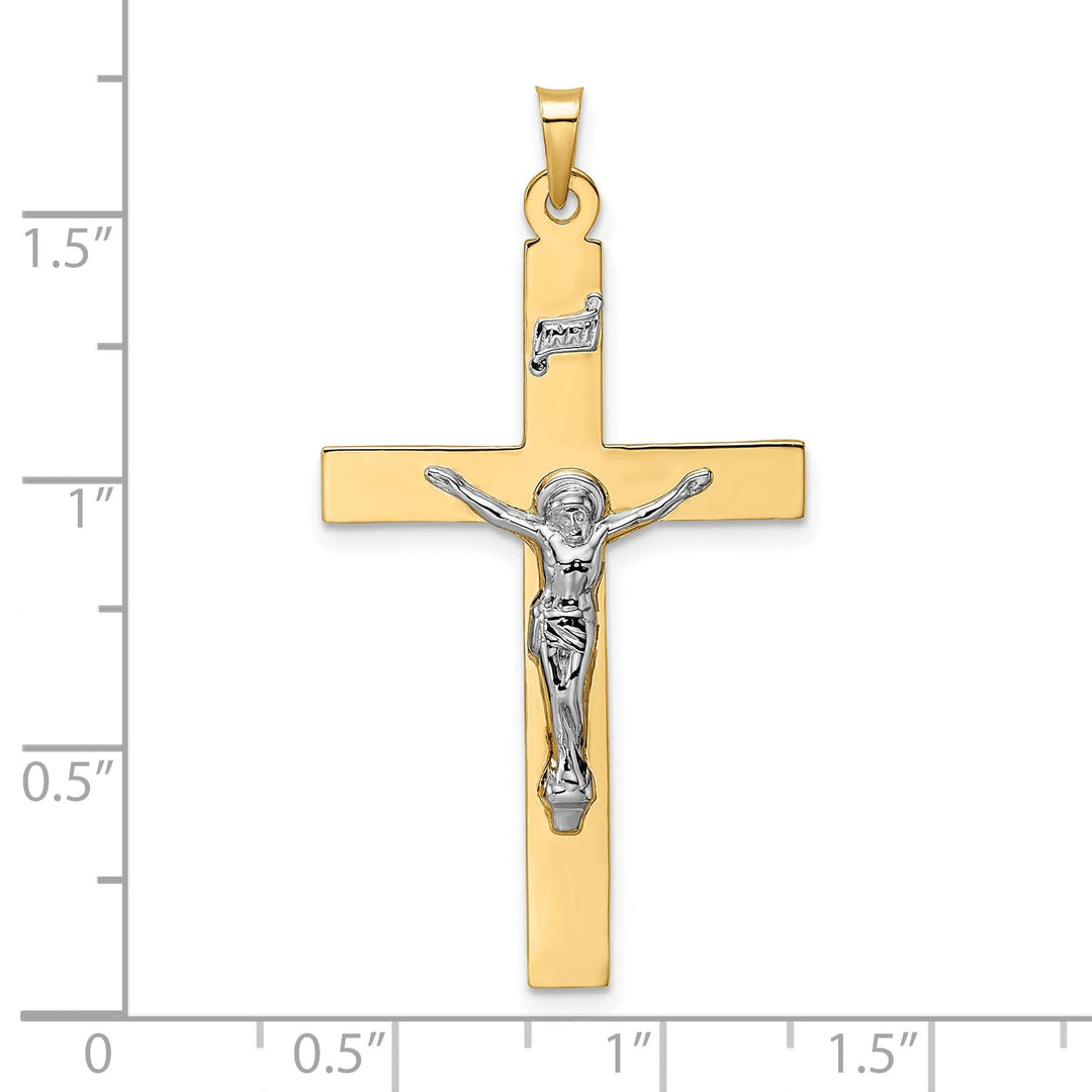 Lovely Rita's Charms & Pendants 14K Two-Tone Gold Modern Polished Solid INRI Cross Pendant