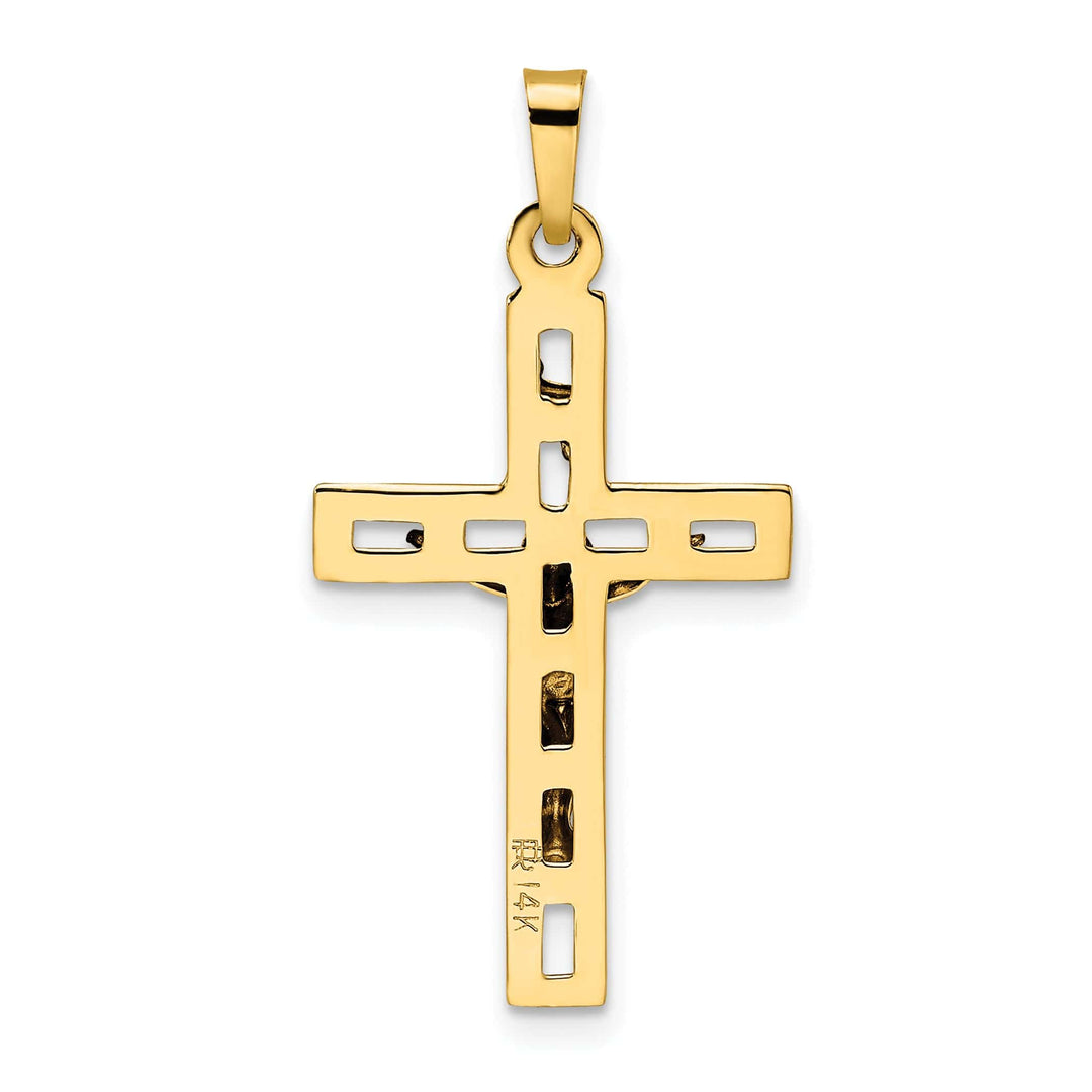 Lovely Rita's Charms & Pendants 14K Two-Tone Gold Modern Polished Solid INRI Crucifix Cross Pendant