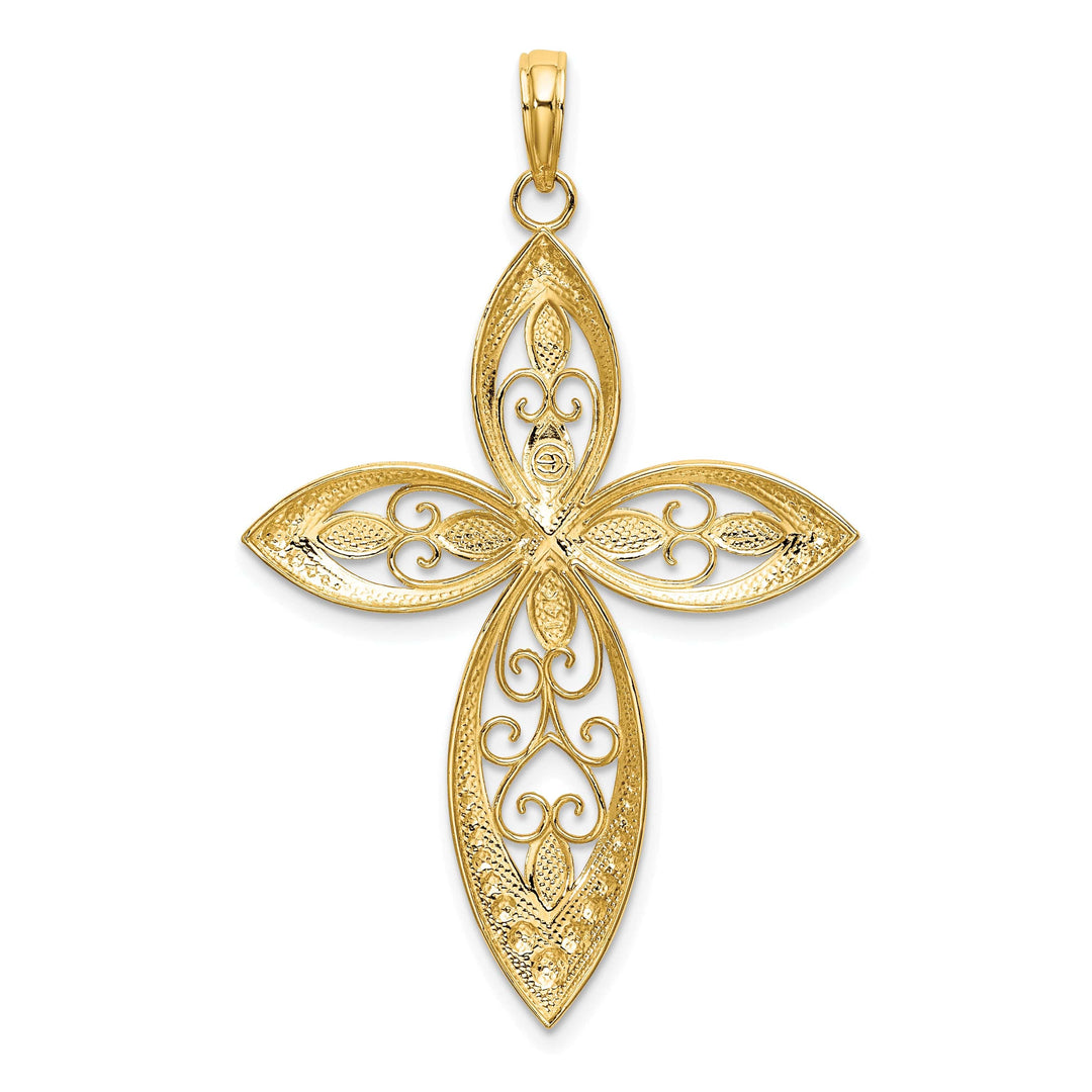 Lovely Rita's Charms & Pendants 14K Two-Tone Gold Ornate Beaded Filigree Cross Pendant