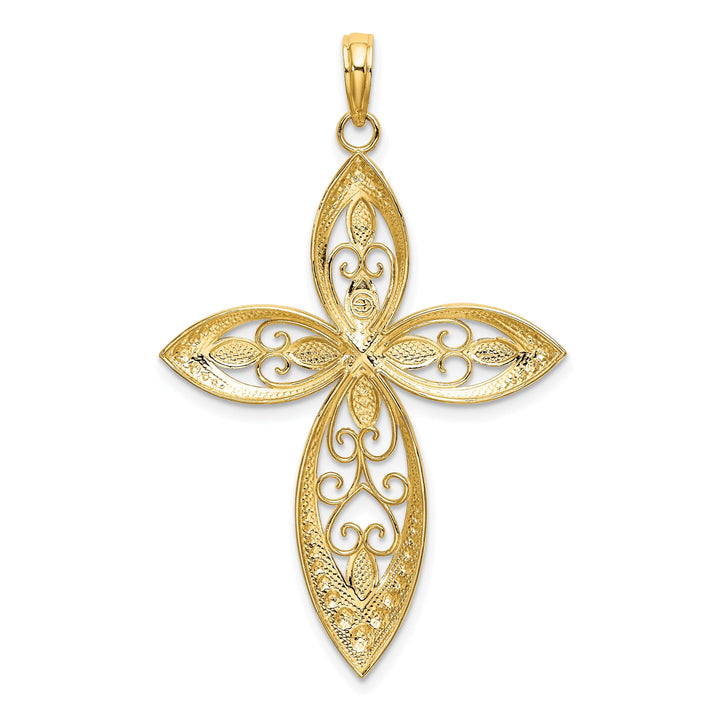 Lovely Rita's Charms & Pendants 14K Two-Tone Gold Ornate Beaded Filigree Cross Pendant