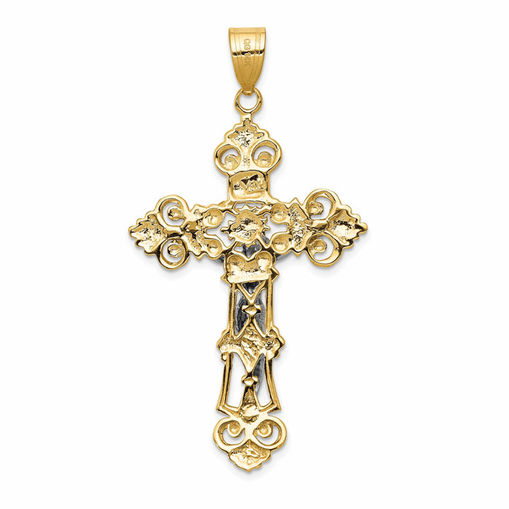 Lovely Rita's Charms & Pendants 14K Two-Tone Gold Ornate Fleur de Lis Cross Pendant