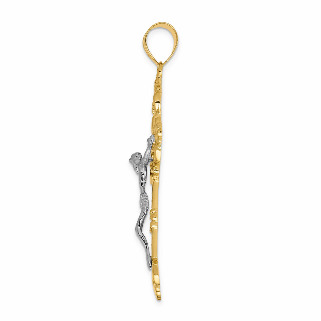 Lovely Rita's Charms & Pendants 14K Two-Tone Gold Ornate Fleur de Lis Cross Pendant