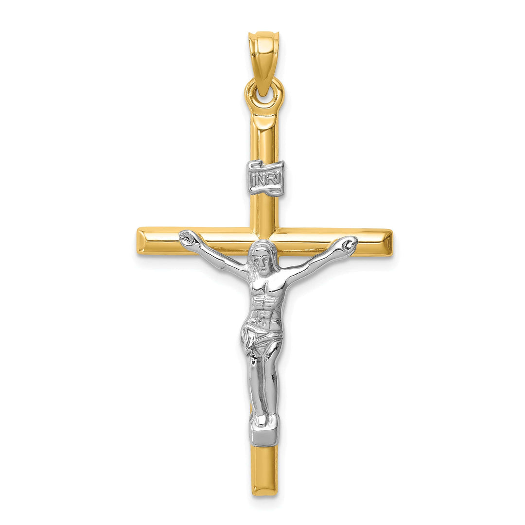 Lovely Rita's Charms & Pendants 14K Two-Tone Gold Ornate Hollow INRI Cross Pendant