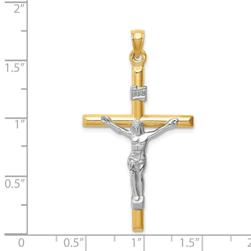 Lovely Rita's Charms & Pendants 14K Two-Tone Gold Ornate Hollow INRI Cross Pendant