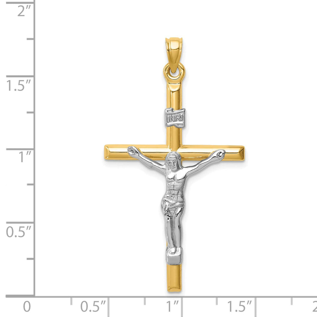 Lovely Rita's Charms & Pendants 14K Two-Tone Gold Ornate Hollow INRI Cross Pendant