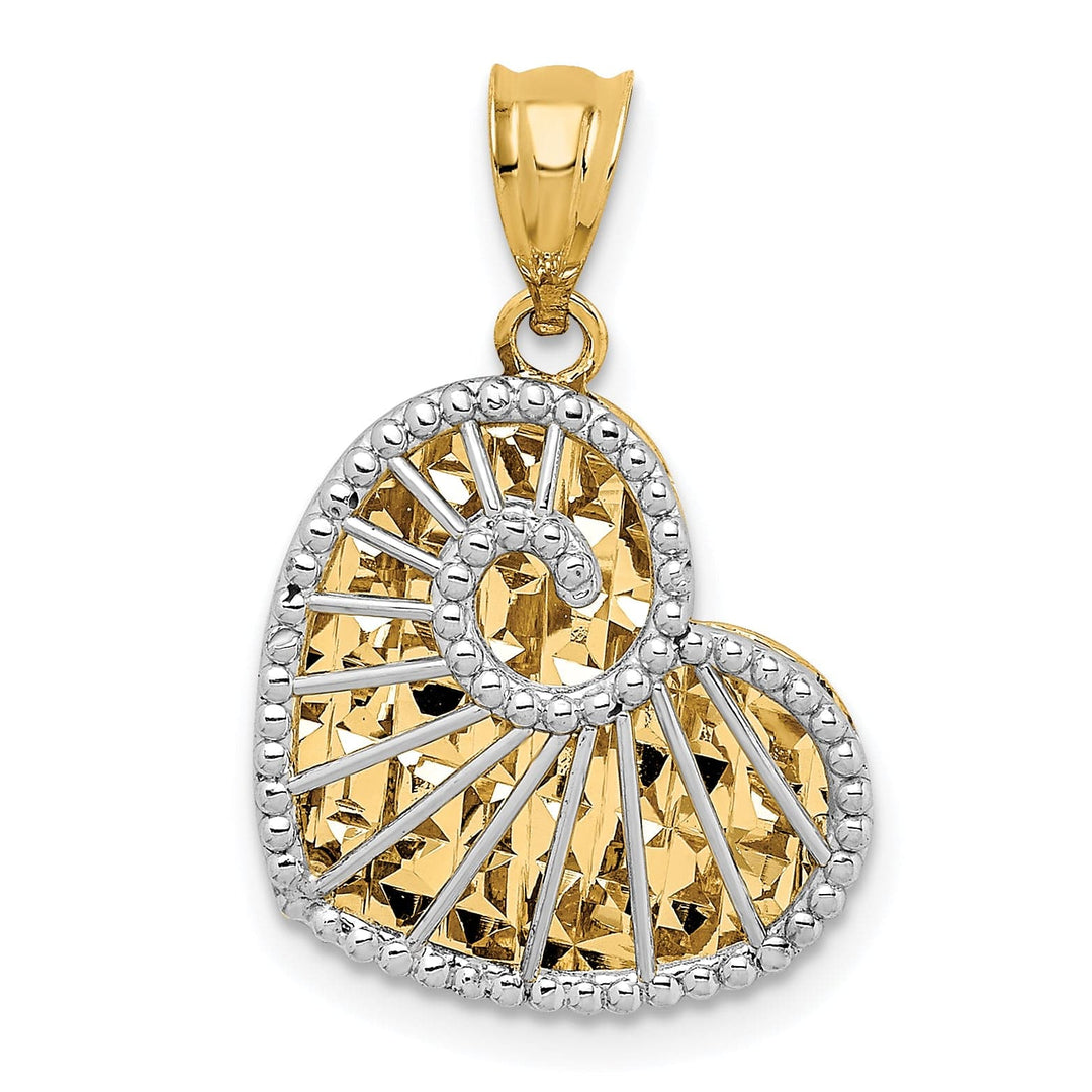 Lovely Rita's Charms & Pendants 14K Two Tone Gold Polished D.C Hollow Heart Pendant