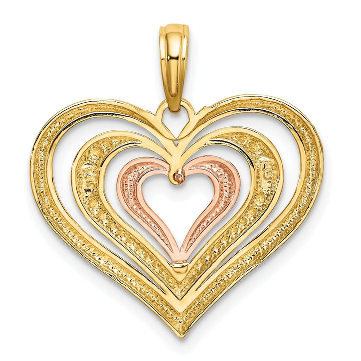 Lovely Rita's Charms & Pendants 14k Two Tone Gold Polished Triple Hearts Pendant