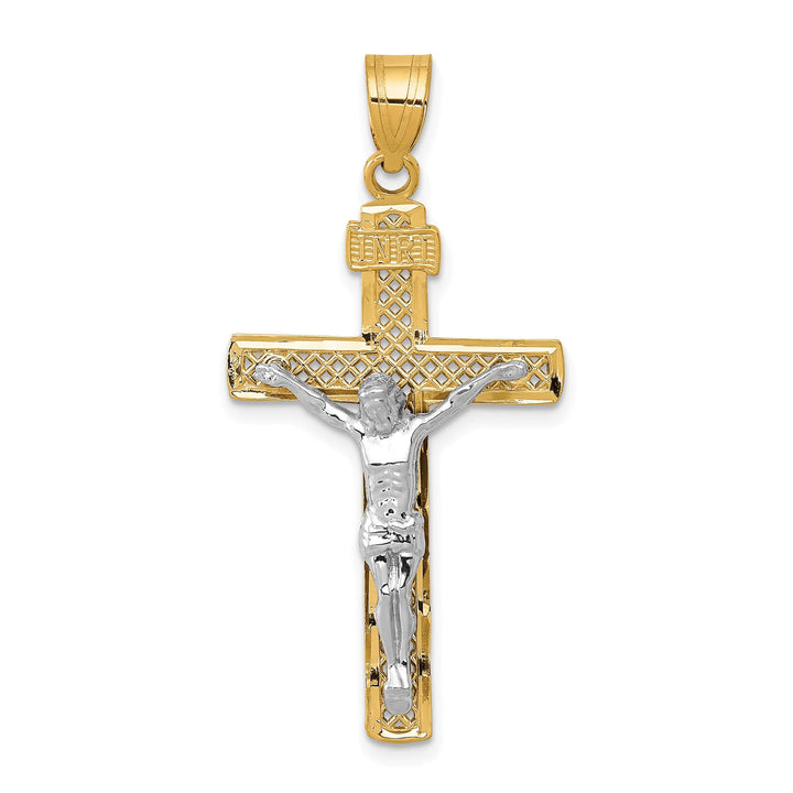 Lovely Rita's Charms & Pendants 14K Two-Tone Gold Refined D.C Lattice INRI Cross Pendant