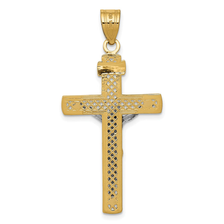 Lovely Rita's Charms & Pendants 14K Two-Tone Gold Refined D.C Lattice INRI Cross Pendant