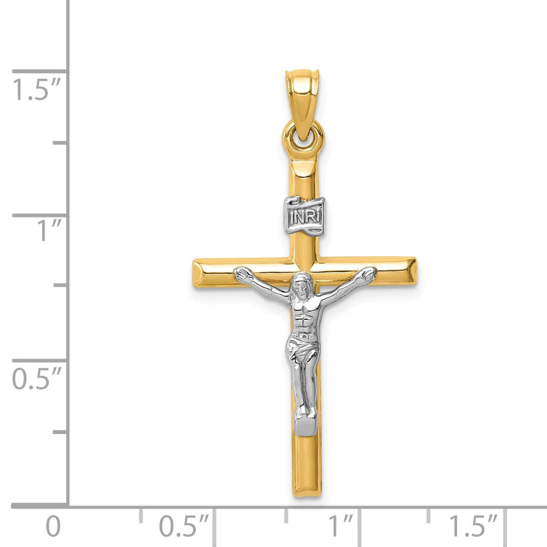 Lovely Rita's Charms & Pendants 14K Two-Tone Gold Refined Hollow INRI Cross Pendant