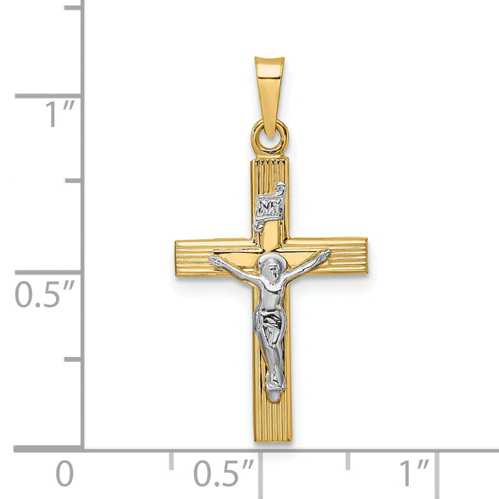 Lovely Rita's Charms & Pendants 14K Two-Tone Gold Refined Polished Solid INRI Cross Pendant