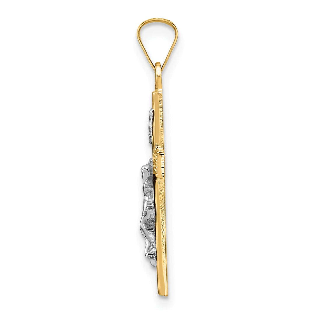 Lovely Rita's Charms & Pendants 14K Two-Tone Gold Refined Polished Solid INRI Cross Pendant