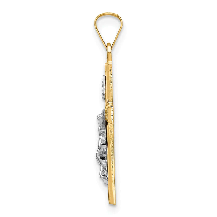 Lovely Rita's Charms & Pendants 14K Two-Tone Gold Refined Polished Solid INRI Cross Pendant