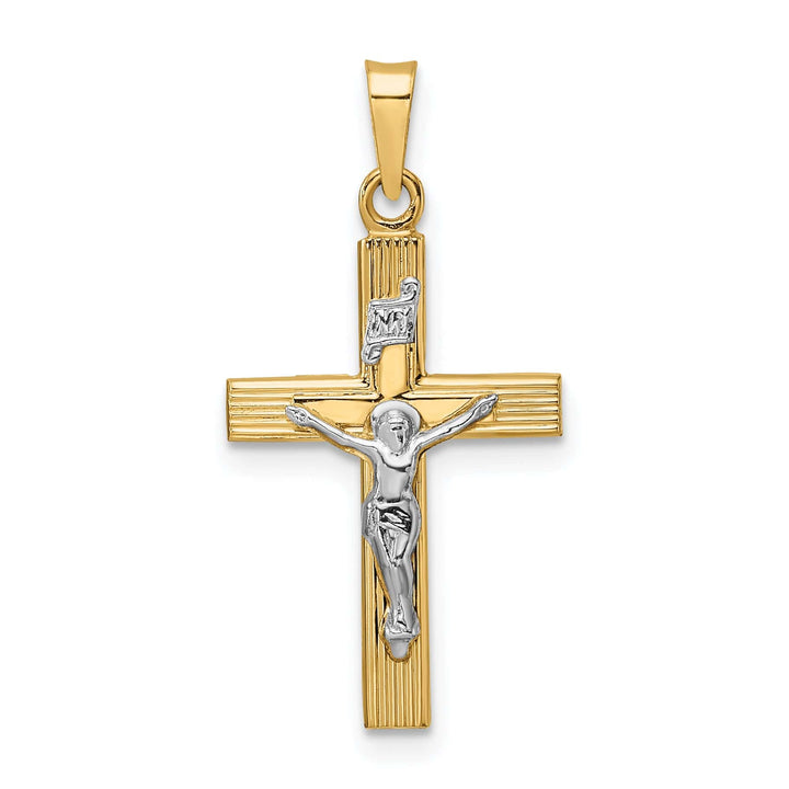Lovely Rita's Charms & Pendants 14K Two-Tone Gold Refined Polished Solid INRI Cross Pendant