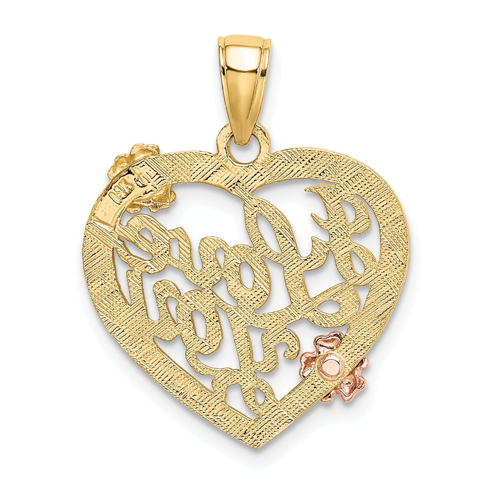 Lovely Rita's Charms & Pendants 14k Two Tone Gold Rhodium I LOVE YOU Heart Flowers Pendant