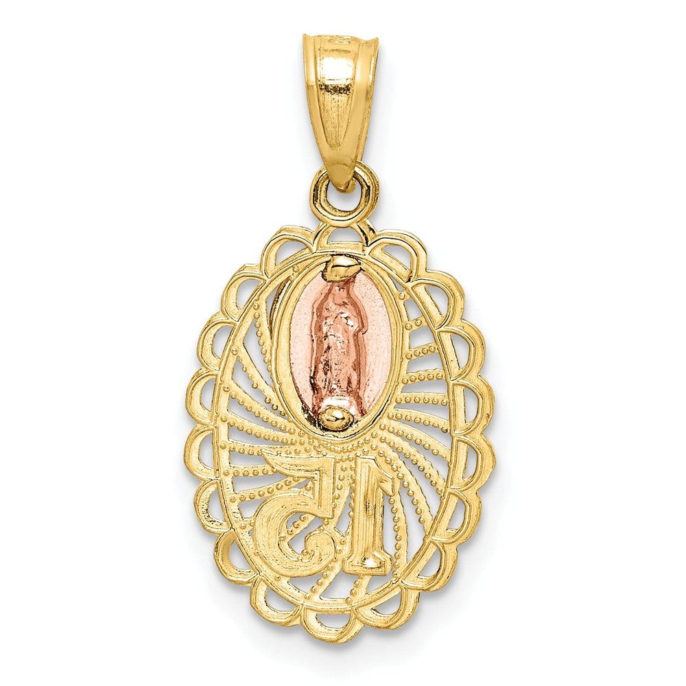 Lovely Rita's Charms & Pendants 14K Two Tone Gold Rhodium Lady of Guadalupe 15 Pendant