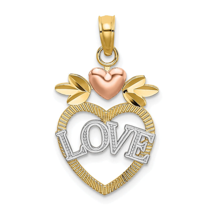 Lovely Rita's Charms & Pendants 14k Two Tone Gold Rhodium LOVE Inside Heart Pendant