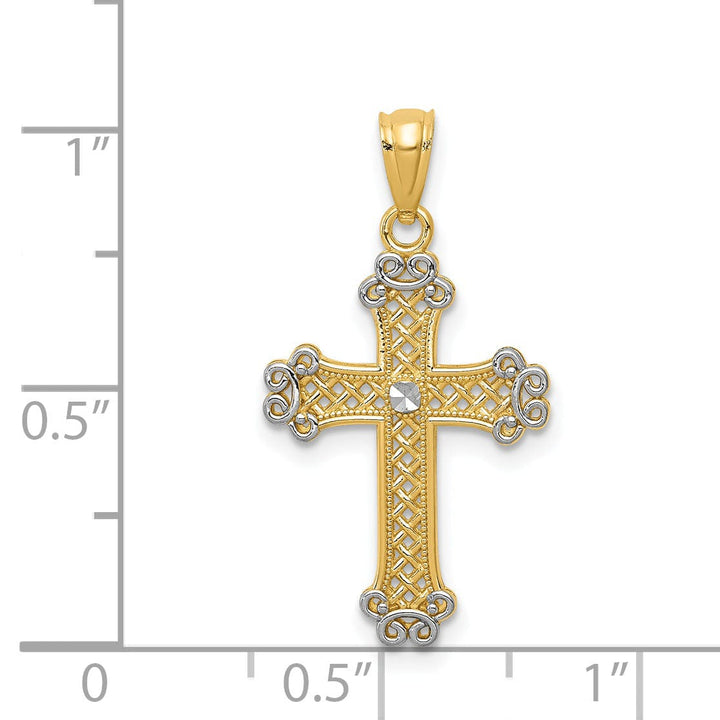 Lovely Rita's Charms & Pendants 14K Two-Tone Gold Sleek D.C Filigree Cross Pendant