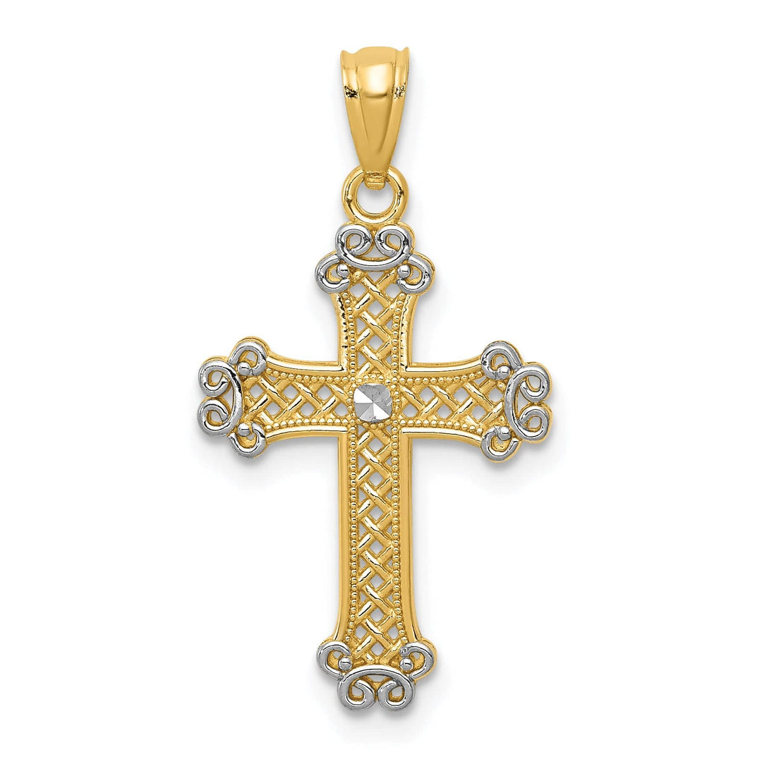 Lovely Rita's Charms & Pendants 14K Two-Tone Gold Sleek D.C Filigree Cross Pendant