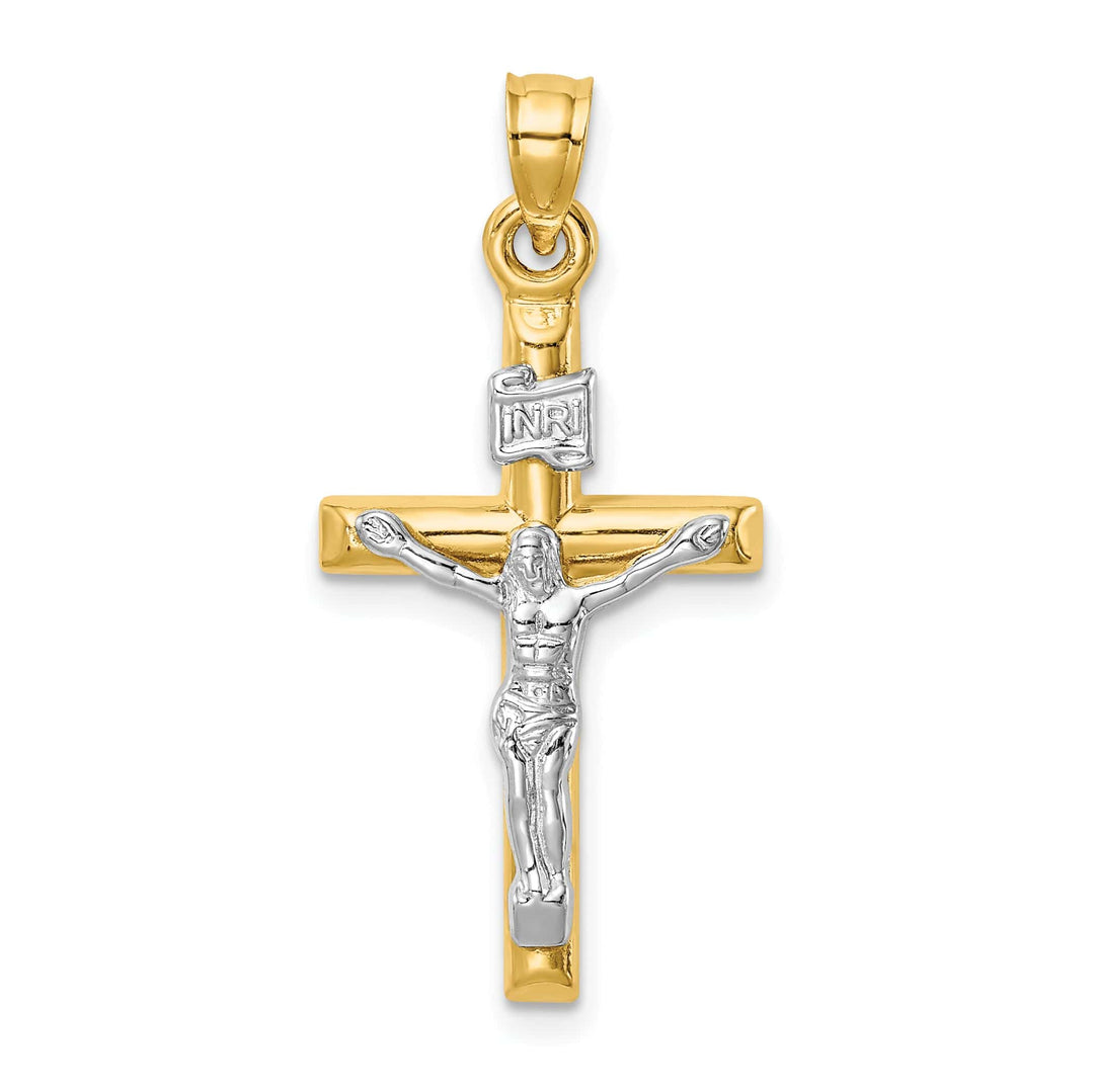 Lovely Rita's Charms & Pendants 14K Two-Tone Gold Sleek Hollow INRI Cross Pendant