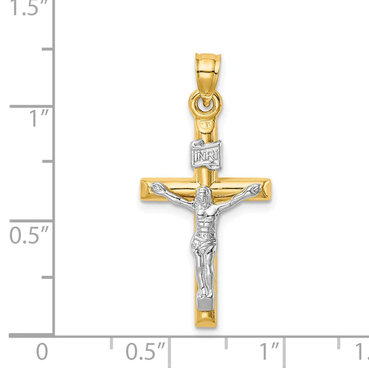 Lovely Rita's Charms & Pendants 14K Two-Tone Gold Sleek Hollow INRI Cross Pendant