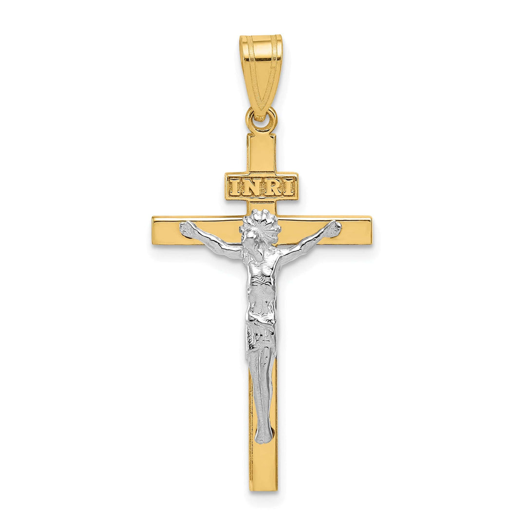 Lovely Rita's Charms & Pendants 14K Two-Tone Gold Sleek INRI Cross Pendant