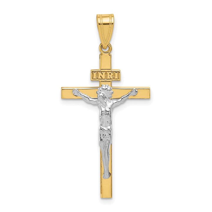 Lovely Rita's Charms & Pendants 14K Two-Tone Gold Sleek INRI Cross Pendant
