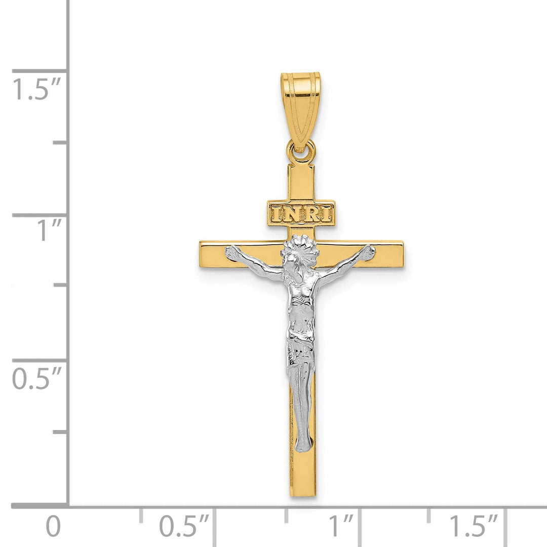 Lovely Rita's Charms & Pendants 14K Two-Tone Gold Sleek INRI Cross Pendant