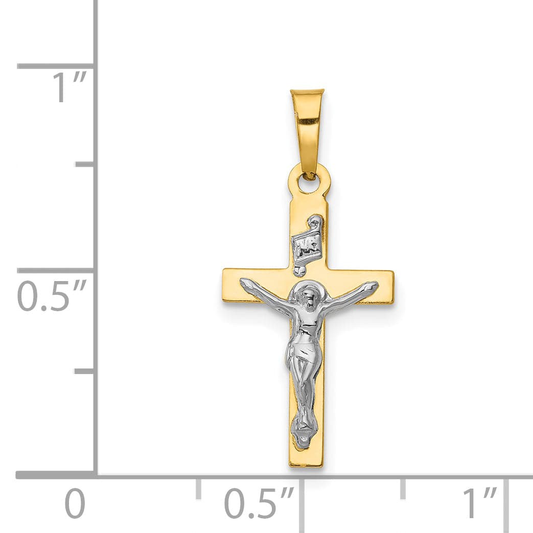 Lovely Rita's Charms & Pendants 14K Two-Tone Gold Statement Polished Inri INRI Cross Pendant