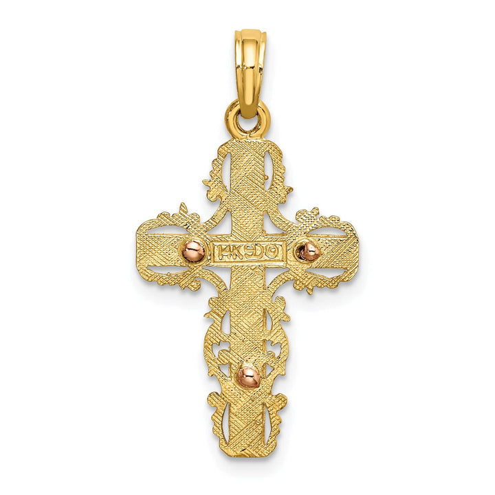 Lovely Rita's Charms & Pendants 14K Two-Tone Gold Statement with Lace Trim Filigree Cross Pendant