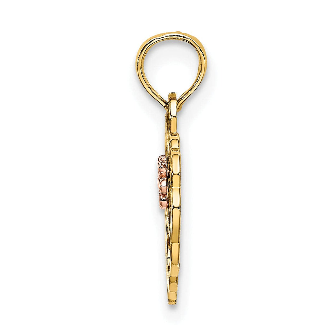 Lovely Rita's Charms & Pendants 14k Two Tone Gold SWEET 16 Heart Flower Design Pendant