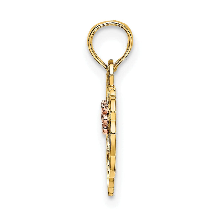 Lovely Rita's Charms & Pendants 14k Two Tone Gold SWEET 16 Heart Flower Design Pendant