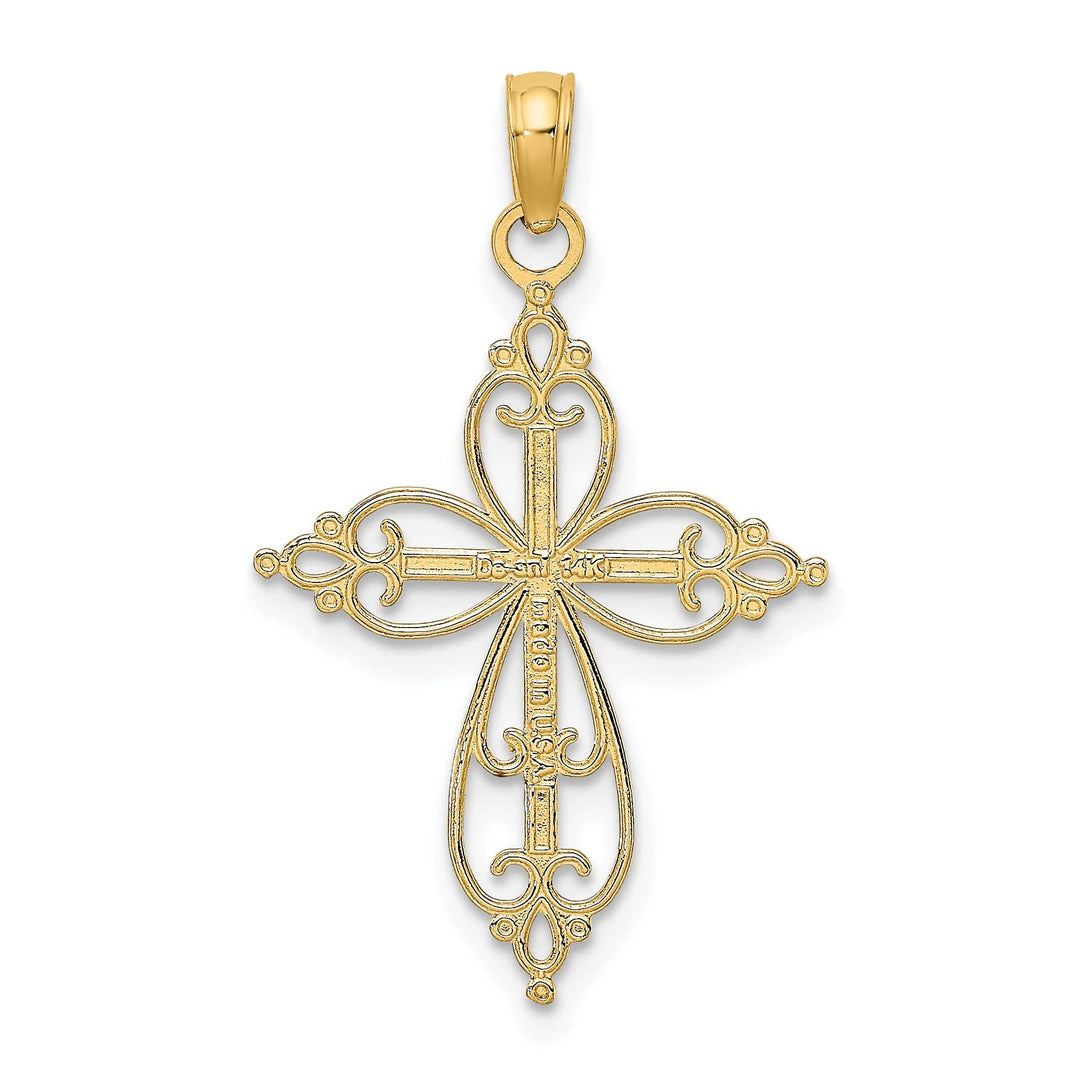 Lovely Rita's Charms & Pendants 14K Two-Tone Gold Timeless Beaded Filigree Cross Pendant