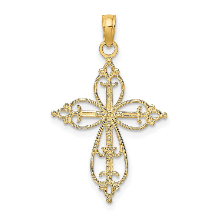 Lovely Rita's Charms & Pendants 14K Two-Tone Gold Timeless Beaded Filigree Cross Pendant