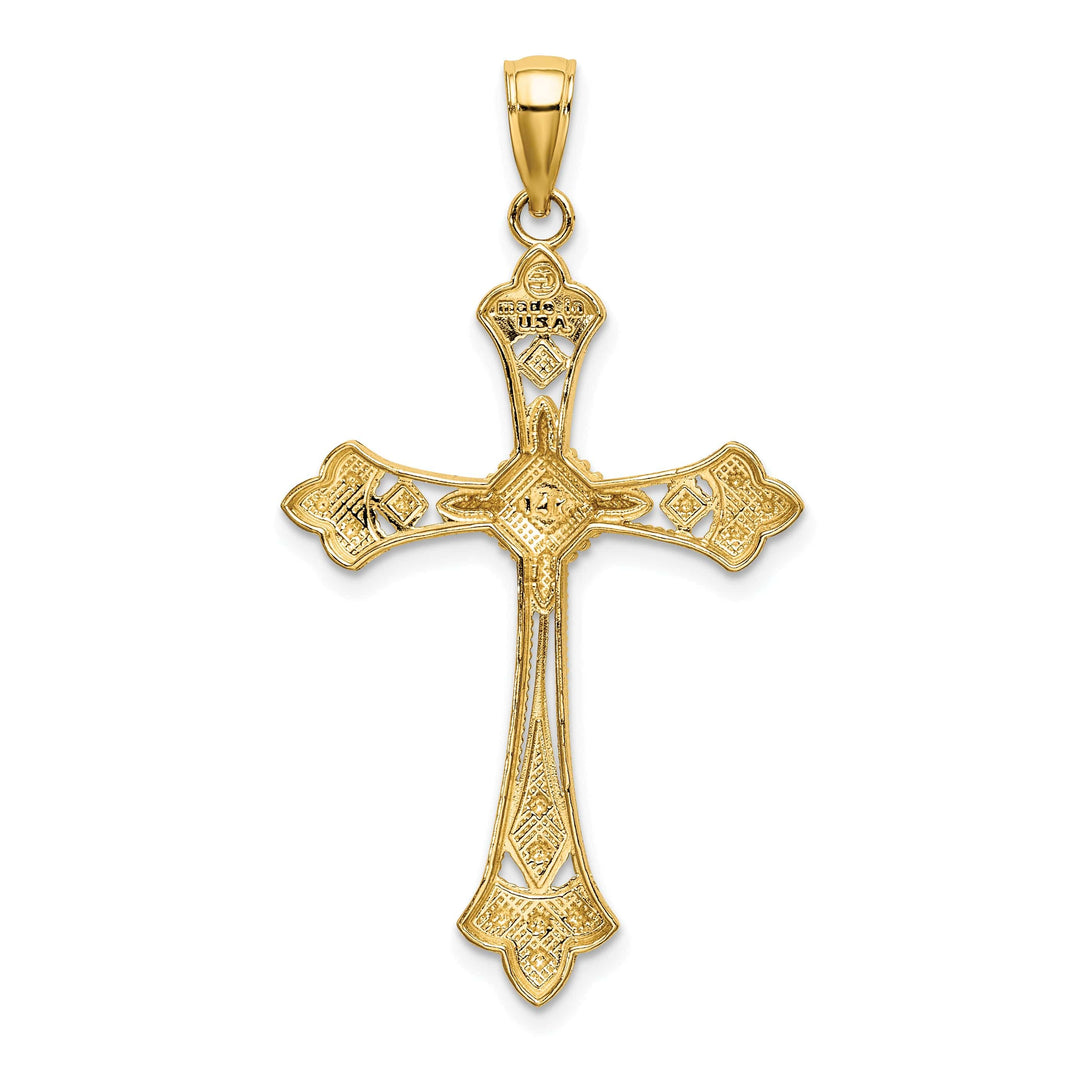 Lovely Rita's Charms & Pendants 14K Two-Tone Gold Timeless D.C Edges Filigree Cross Pendant