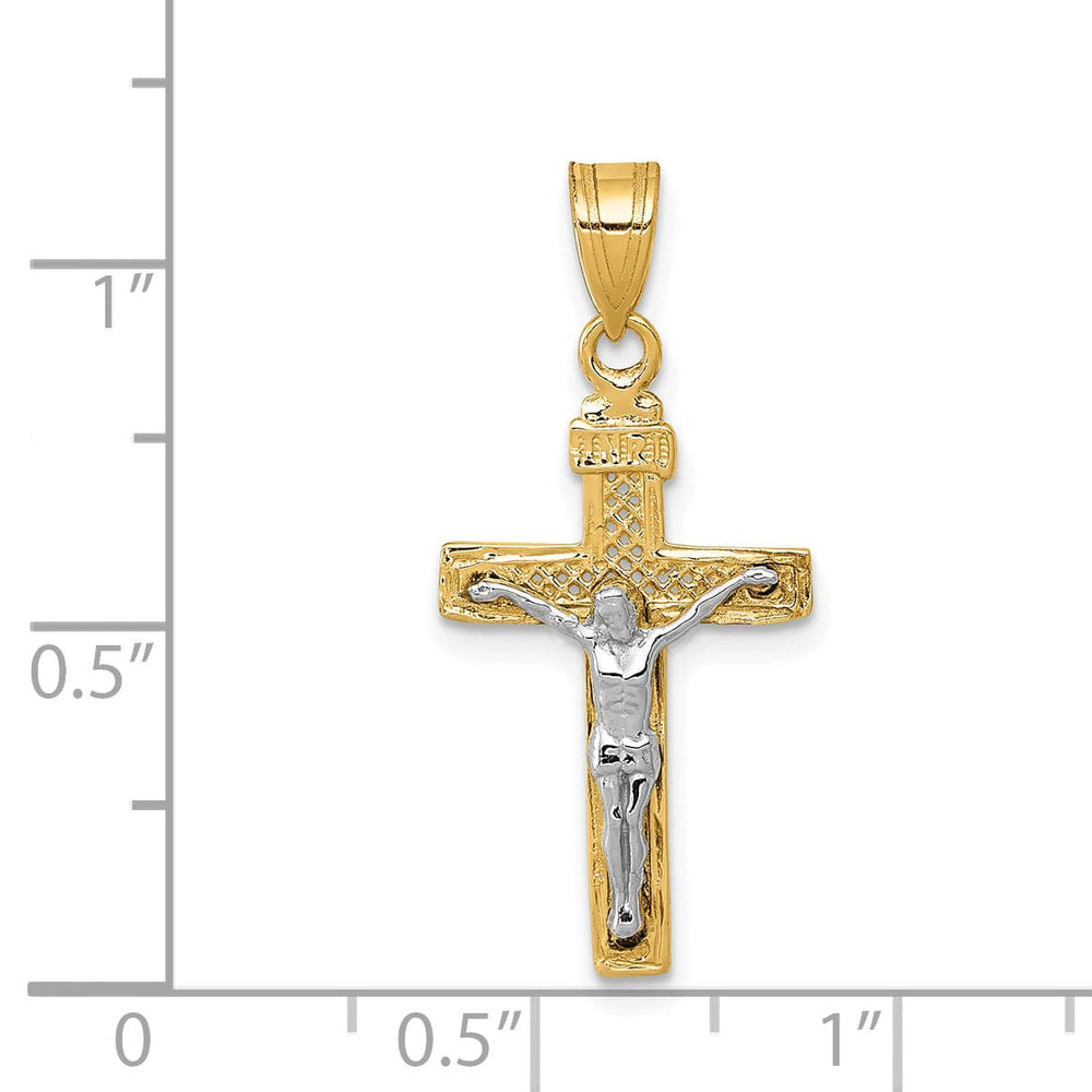 Lovely Rita's Charms & Pendants 14K Two-Tone Gold Timeless D.C Lattice INRI Cross Pendant
