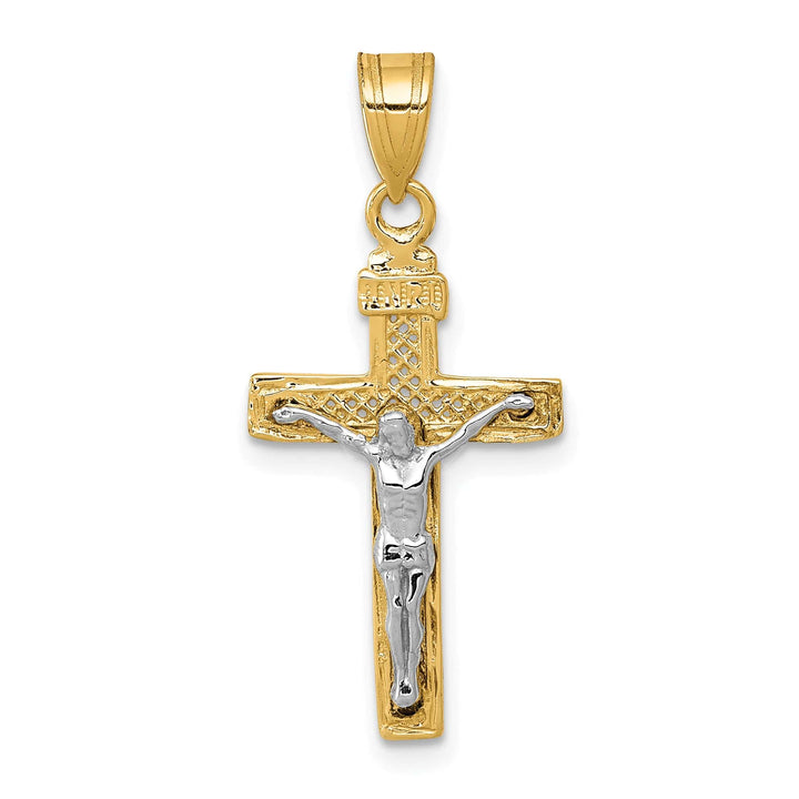Lovely Rita's Charms & Pendants 14K Two-Tone Gold Timeless D.C Lattice INRI Cross Pendant